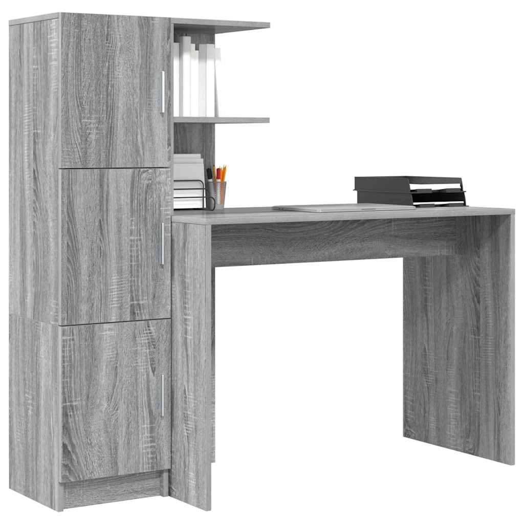Bureau avec rangement 2 pcs Sonoma gris 102 x 50 x 124 cm - XIOS