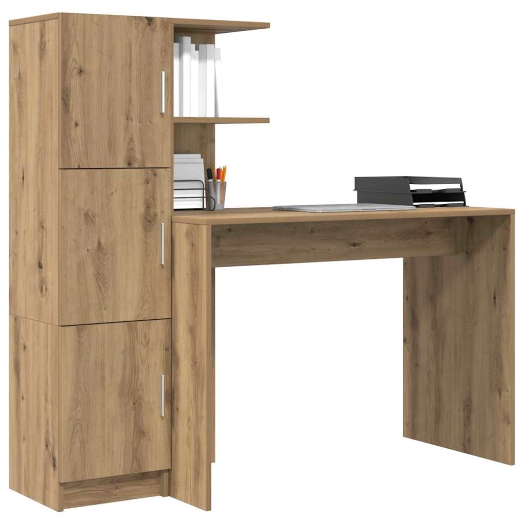 Bureau avec rangement 2 pcs chêne artisanal 102 x 50 x 124 cm - XIOS