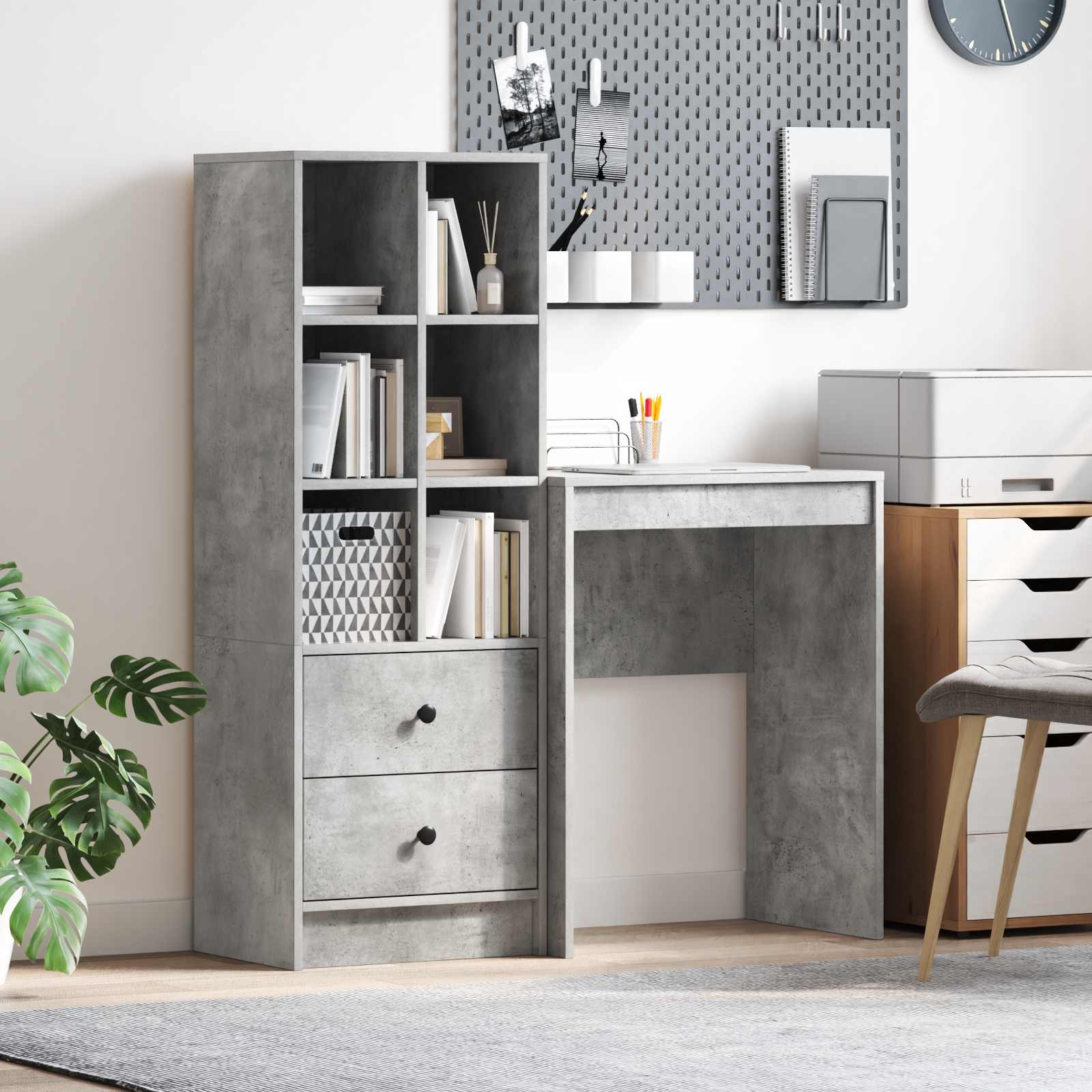Bureau Gris béton 105,5 x 34 x 127 cm 2 pc - XIOS
