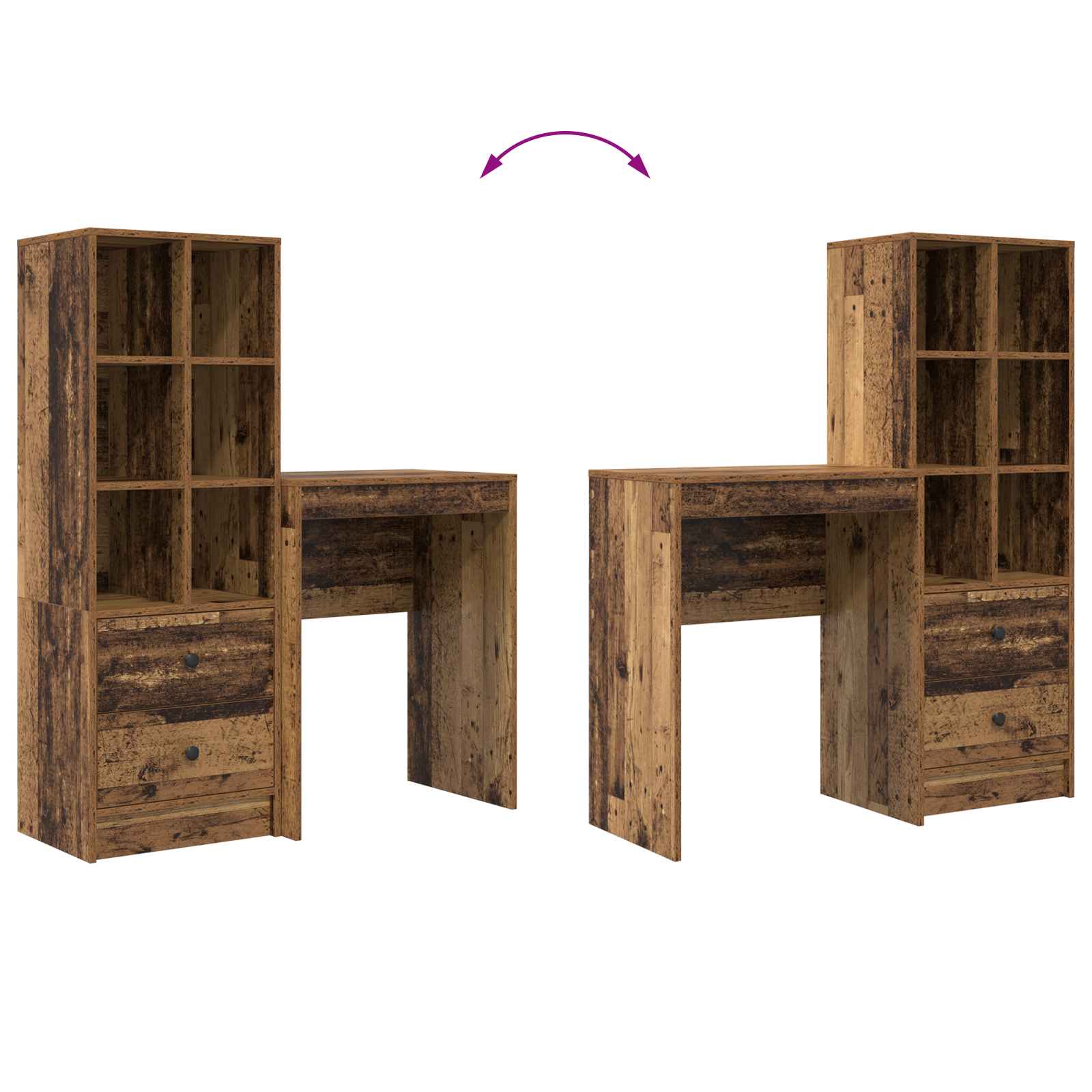 Bureau avec tiroir 2 pcs Bois ancien - XIOS