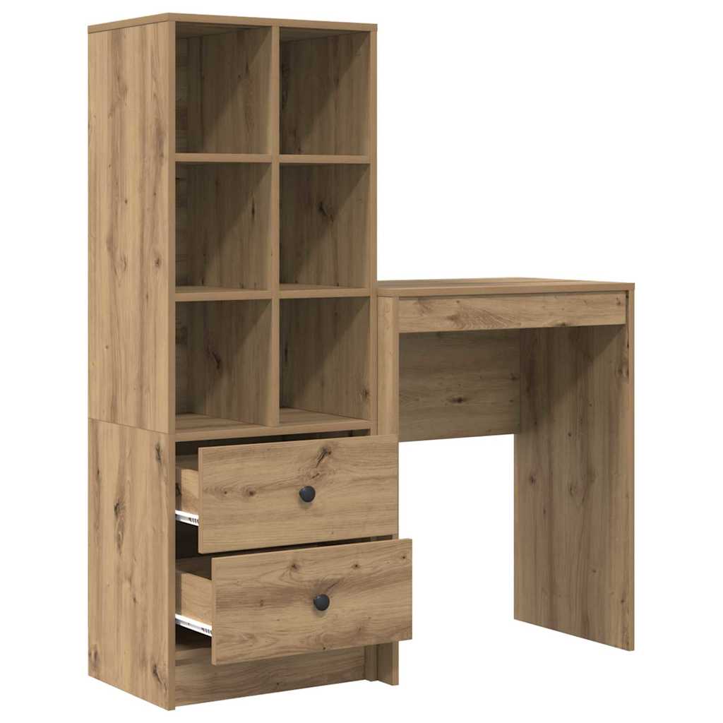 Bureau avec rangement 2 pcs chêne artisanal 45,5 x 34 x 127 cm - XIOS