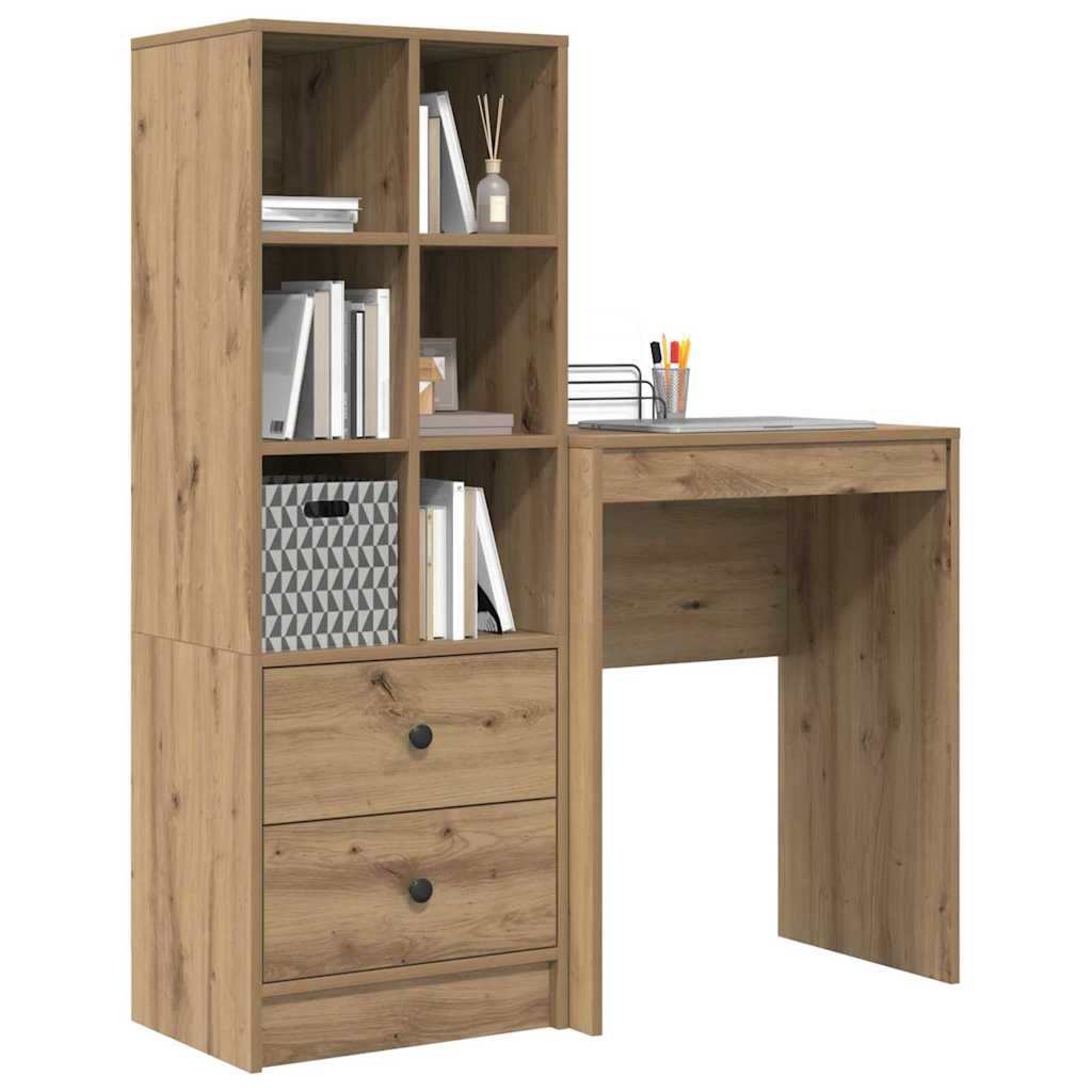 Bureau avec rangement 2 pcs chêne artisanal 45,5 x 34 x 127 cm - XIOS