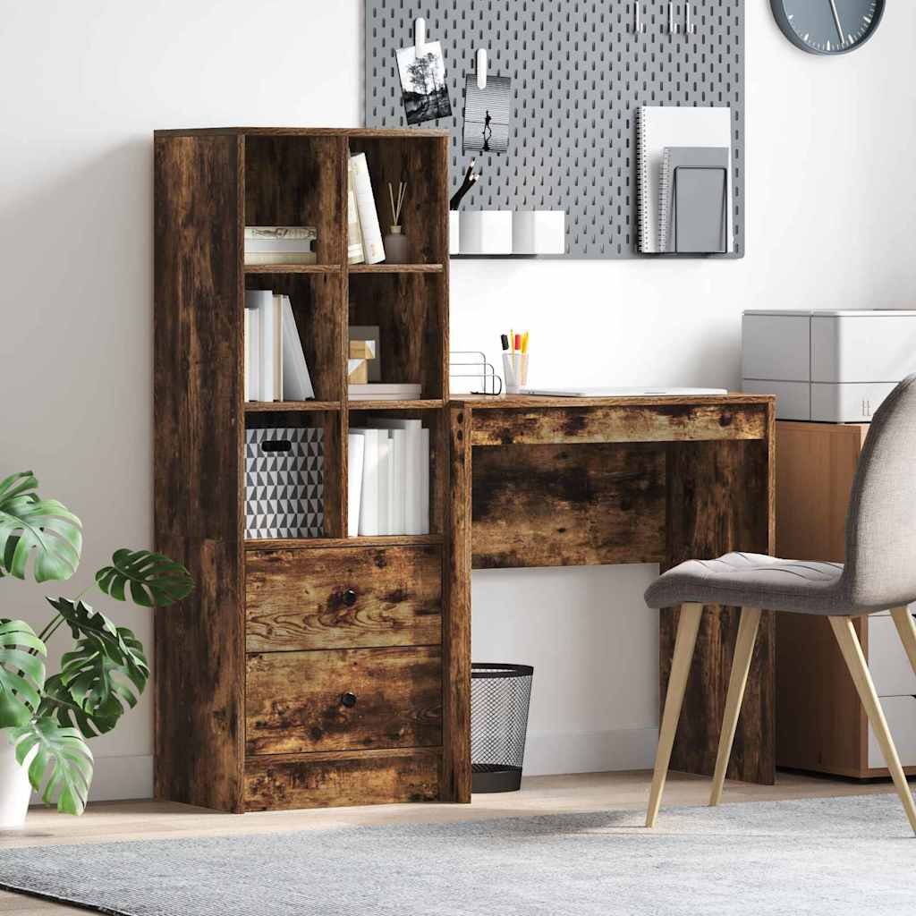 Bureau avec tiroir 2 pcs Chêne fumé - XIOS