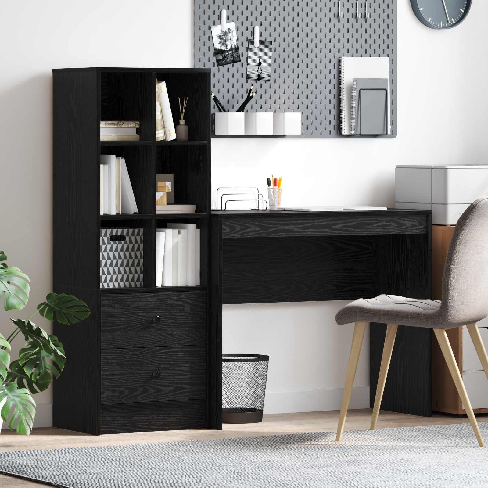 Bureau Chêne noir 135,5 x 40 x 127 cm 2 pc - XIOS