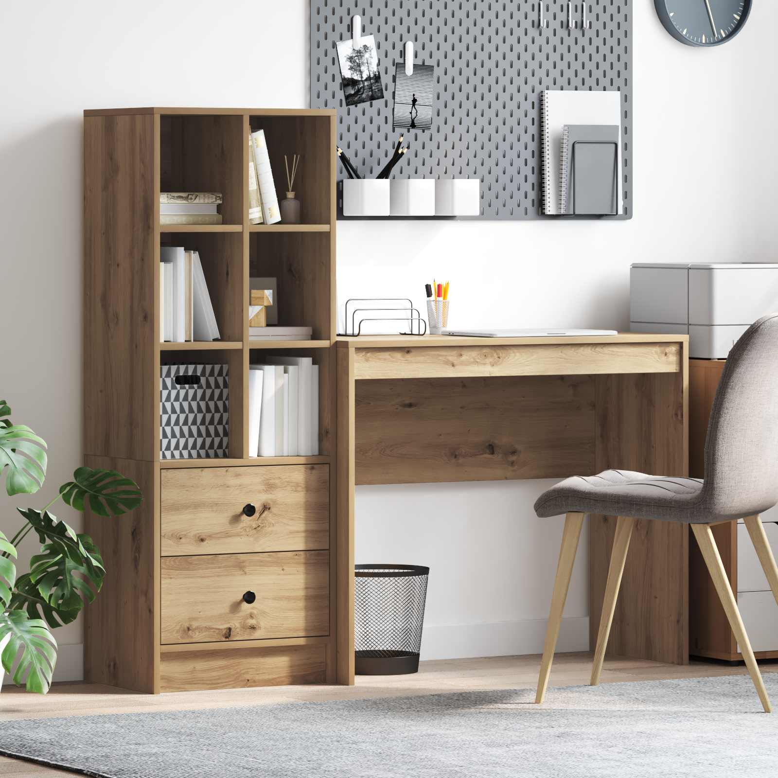 Bureau Chêne artisanal 135,5 x 40 x 127 cm 2 pc - XIOS