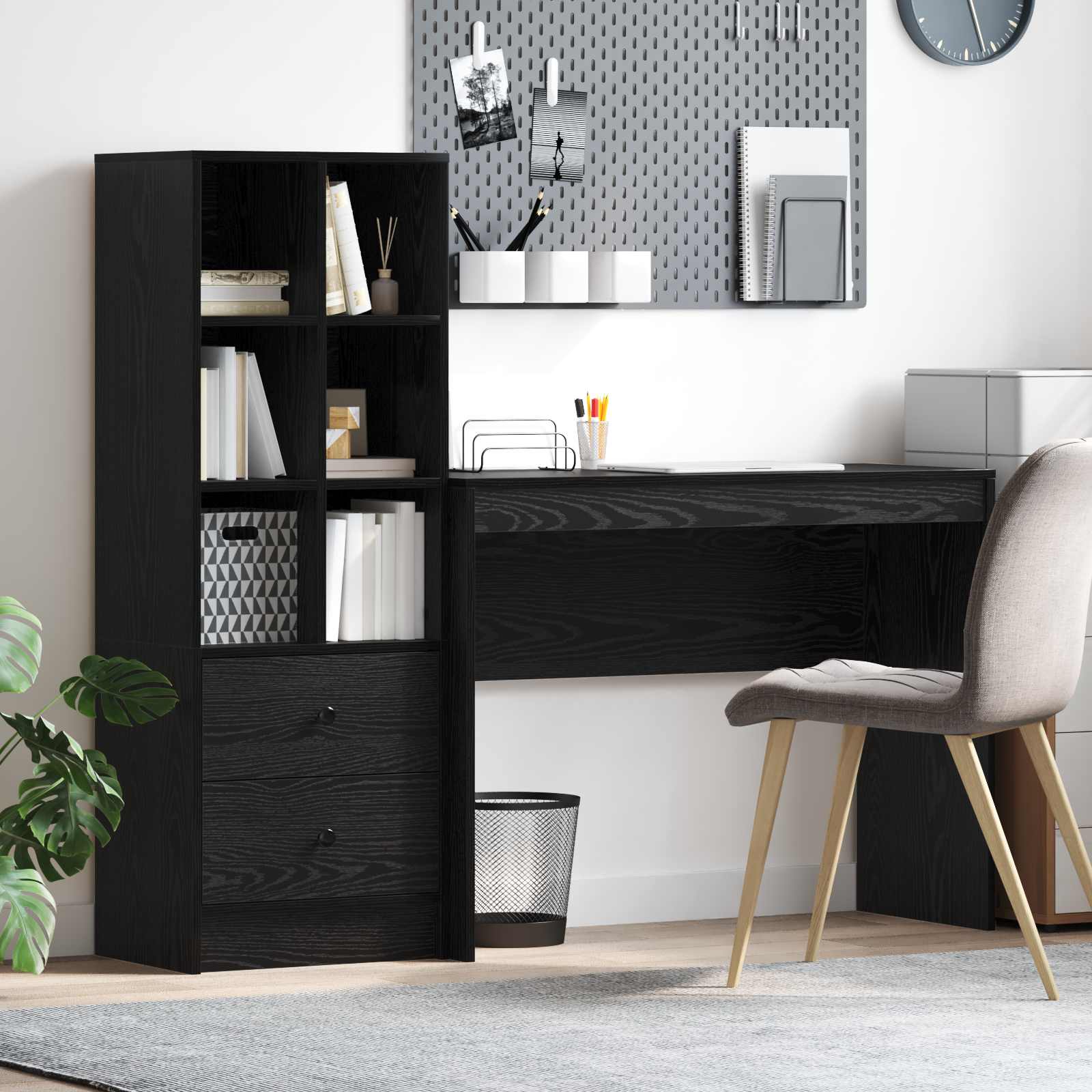 Bureau Chêne noir 145,5 x 40 x 127 cm 2 pc - XIOS