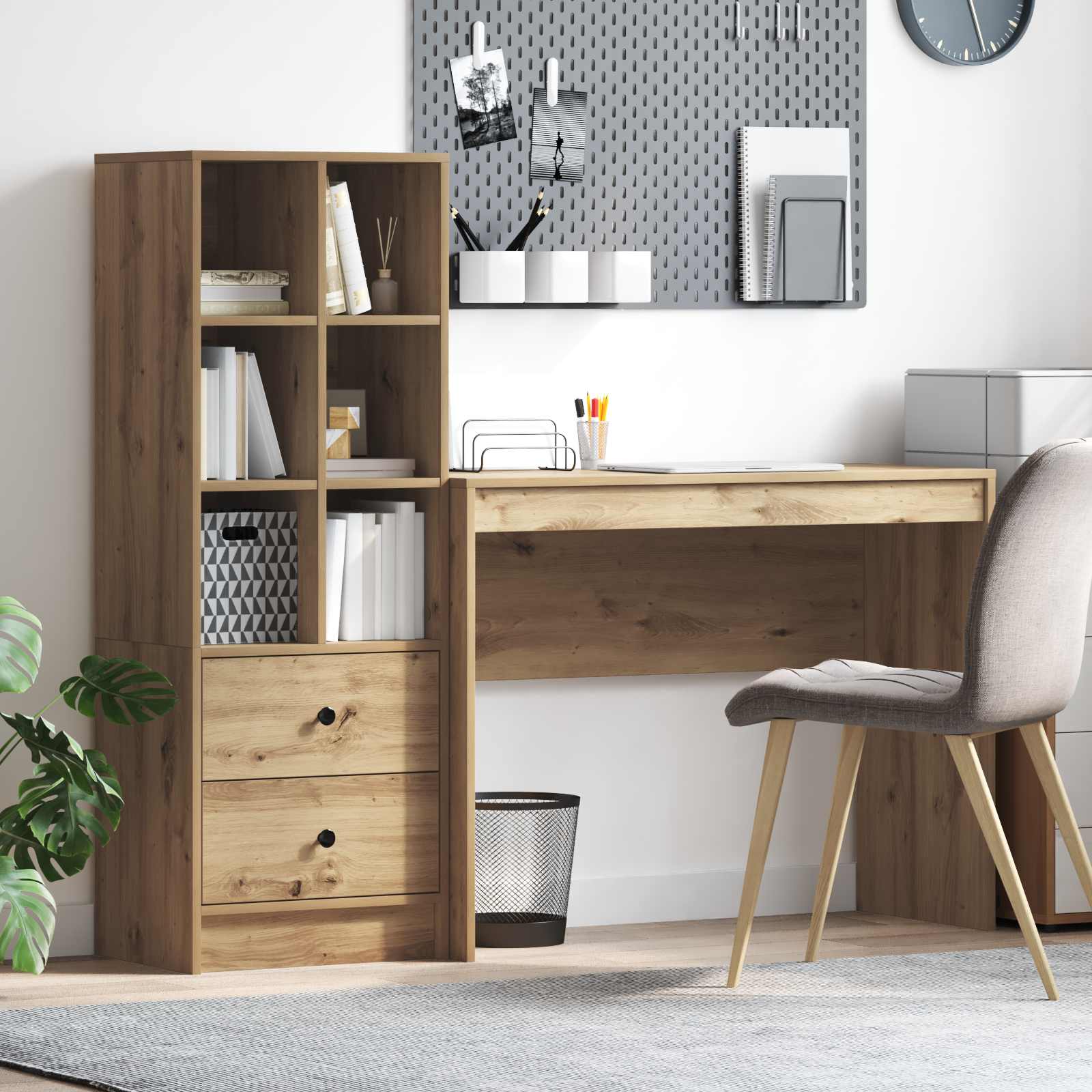 Bureau Chêne artisanal 145,5 x 40 x 127 cm 2 pc - XIOS