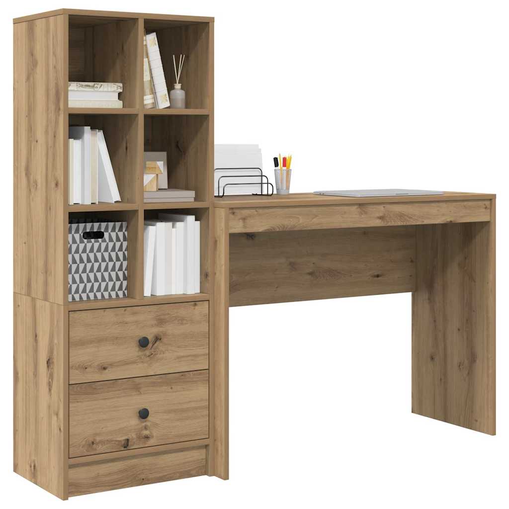 Bureau avec rangement 2 pcs chêne artisanal 100 x 40 x 76 cm - XIOS