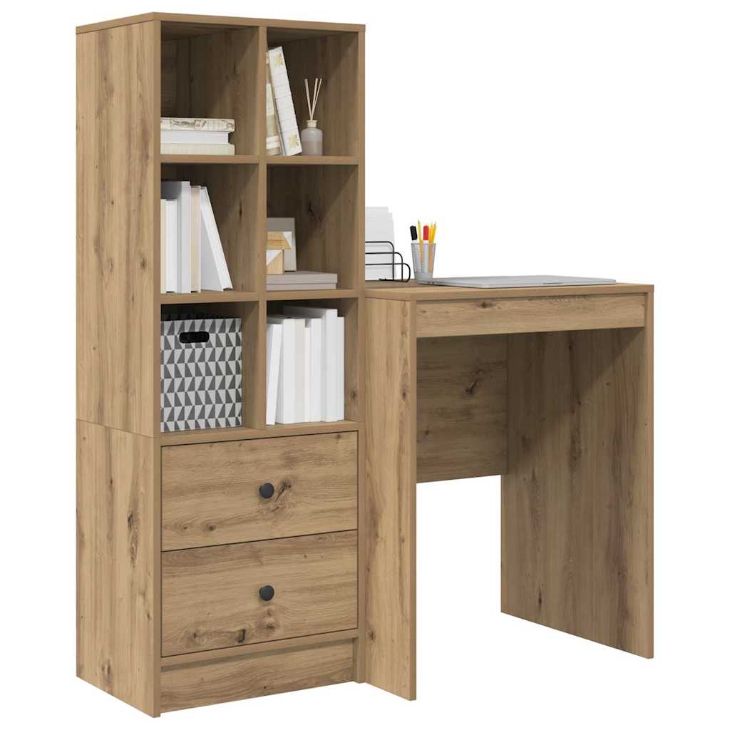Bureau avec rangement 2 pcs chêne artisanal 60 x 50 x 76 cm - XIOS