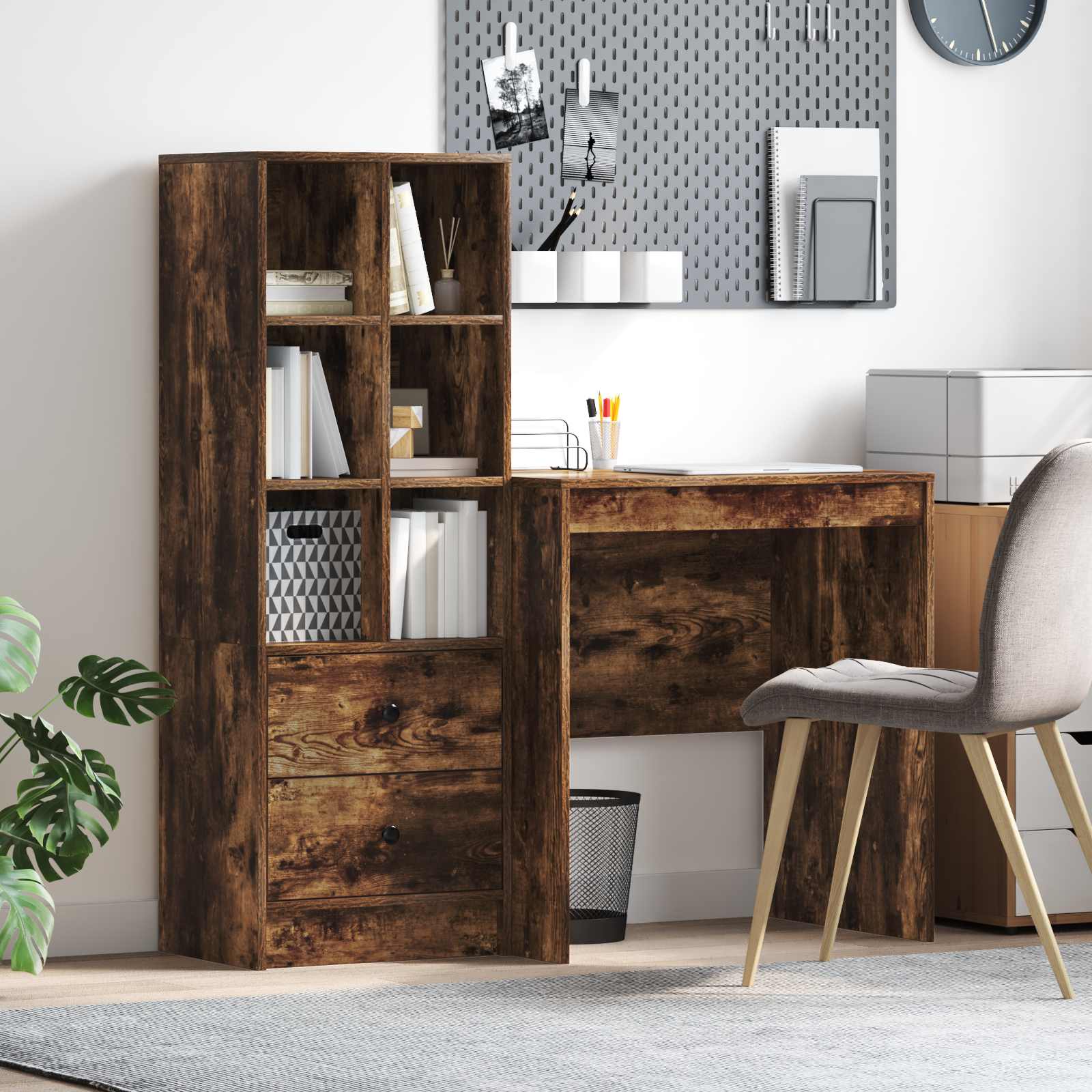 Bureau Chêne fumé 115,5 x 50 x 127 cm 2 pc - XIOS