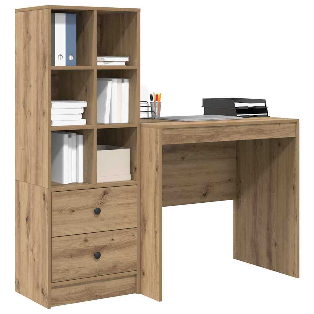 Bureau avec rangement 2 pcs chêne artisanal 80 x 50 x 76 cm - XIOS