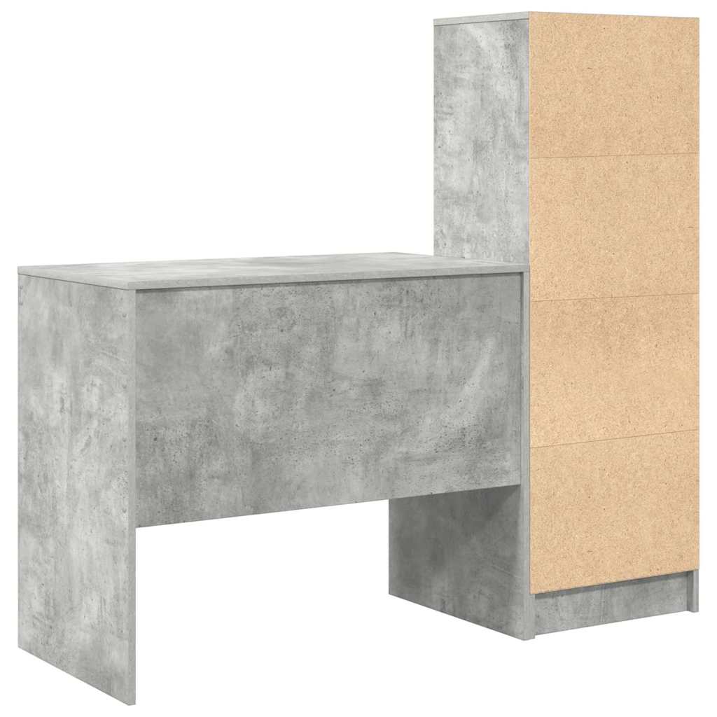 Bureau avec rangement 2 pcs Gris béton Bois d'ingénierie - XIOS
