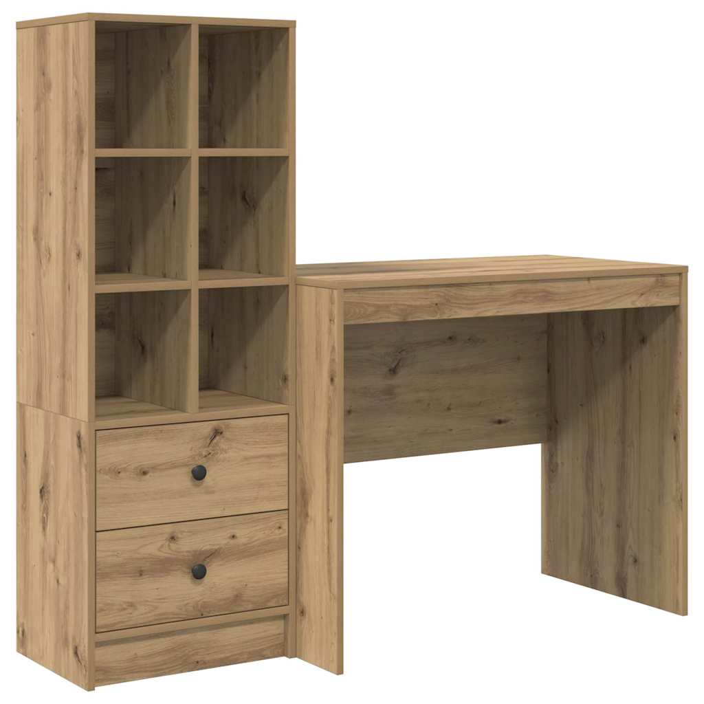 Bureau avec rangement 2 pcs chêne artisanal 90 x 50 x 76 cm - XIOS