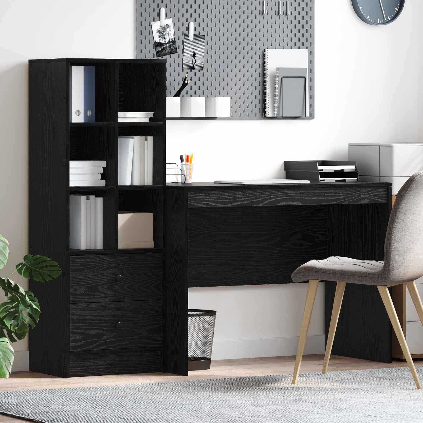 Bureau Chêne noir 145.5 x 50 x 127 cm 2 pc - XIOS