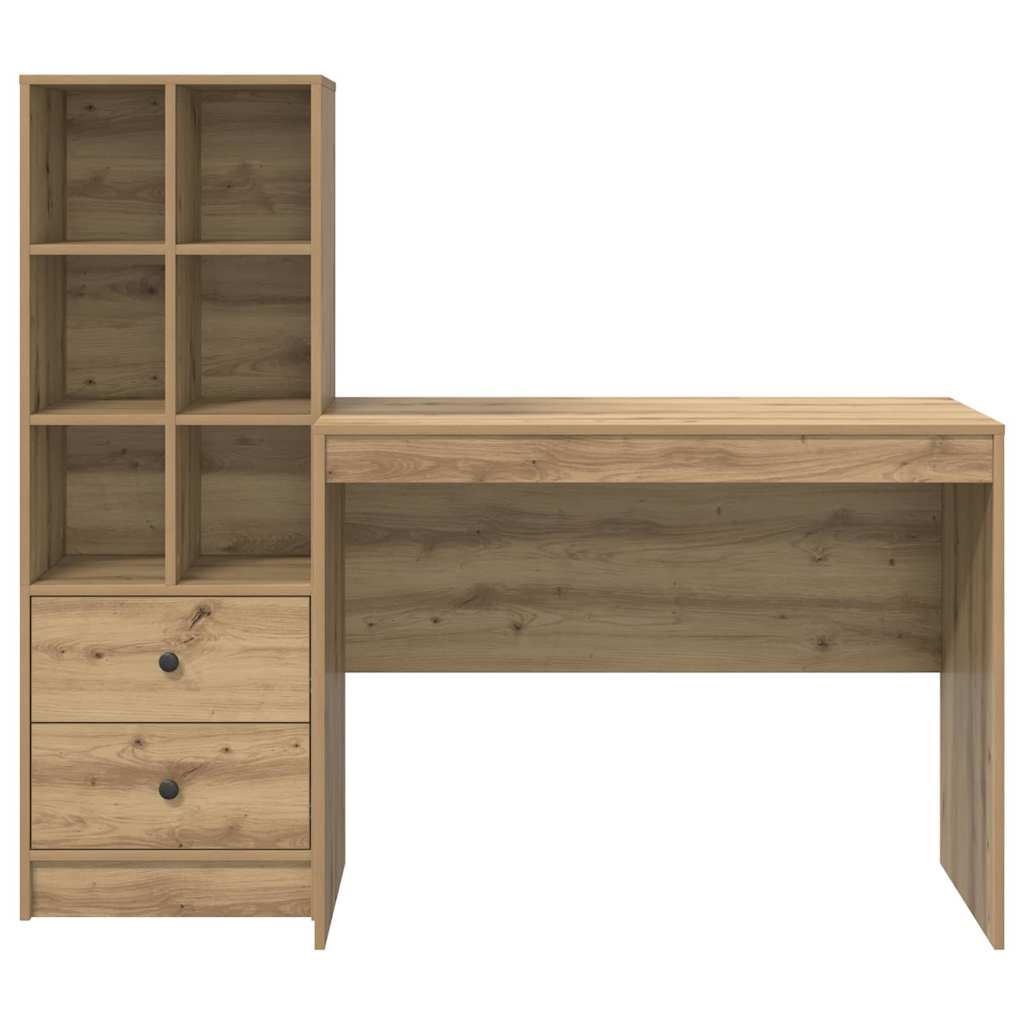 Bureau avec rangement 2 pcs chêne artisanal 100 x 50 x 76 cm - XIOS