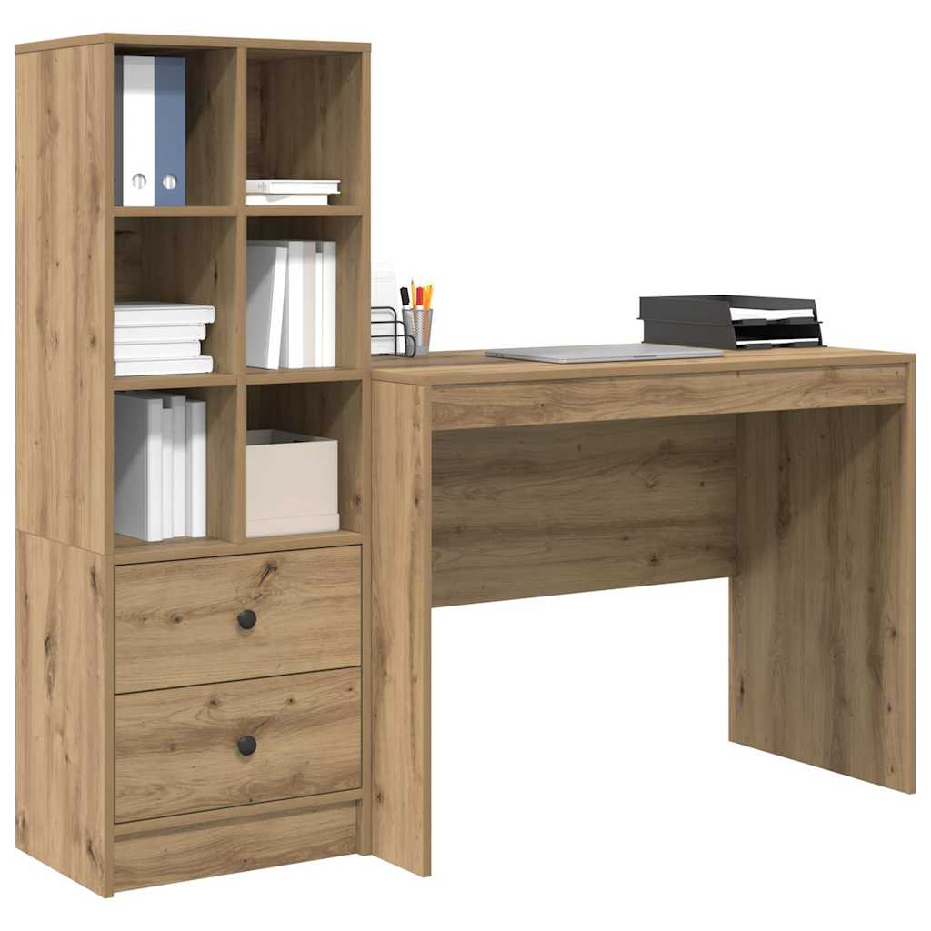 Bureau avec rangement 2 pcs chêne artisanal 100 x 50 x 76 cm - XIOS
