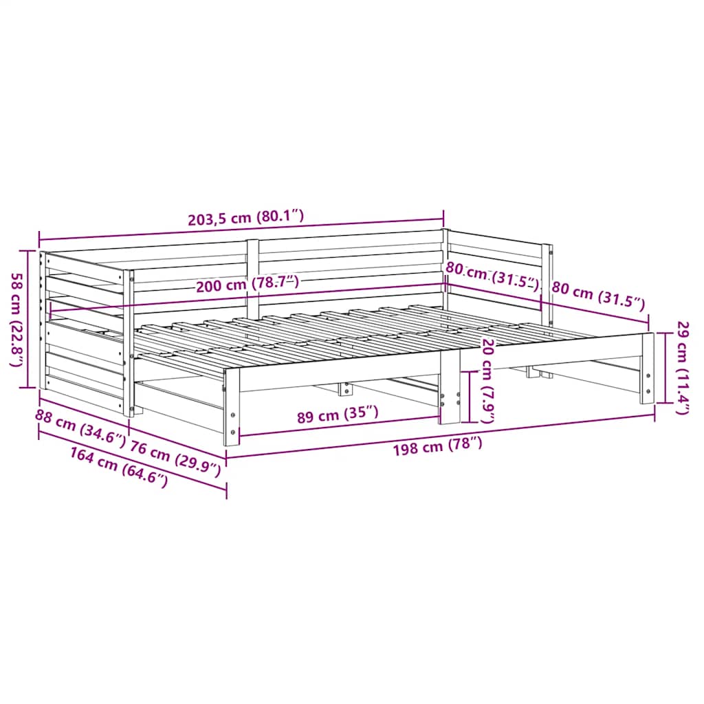 Lit de jour avec lit gigogne sans matelas 80x200 cm - XIOS