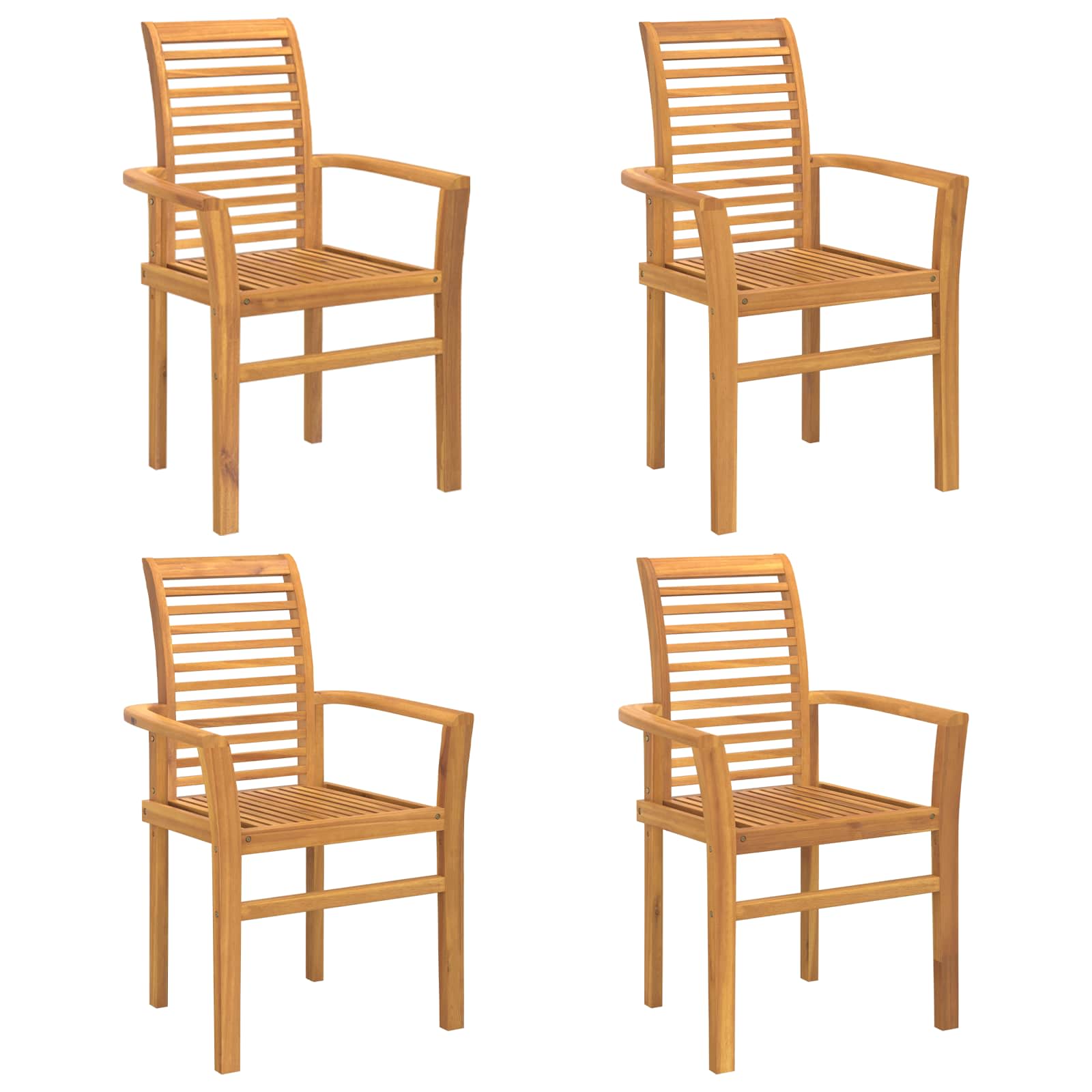 Chaise de salle à manger 4 pc Bois de teck massif Marron
