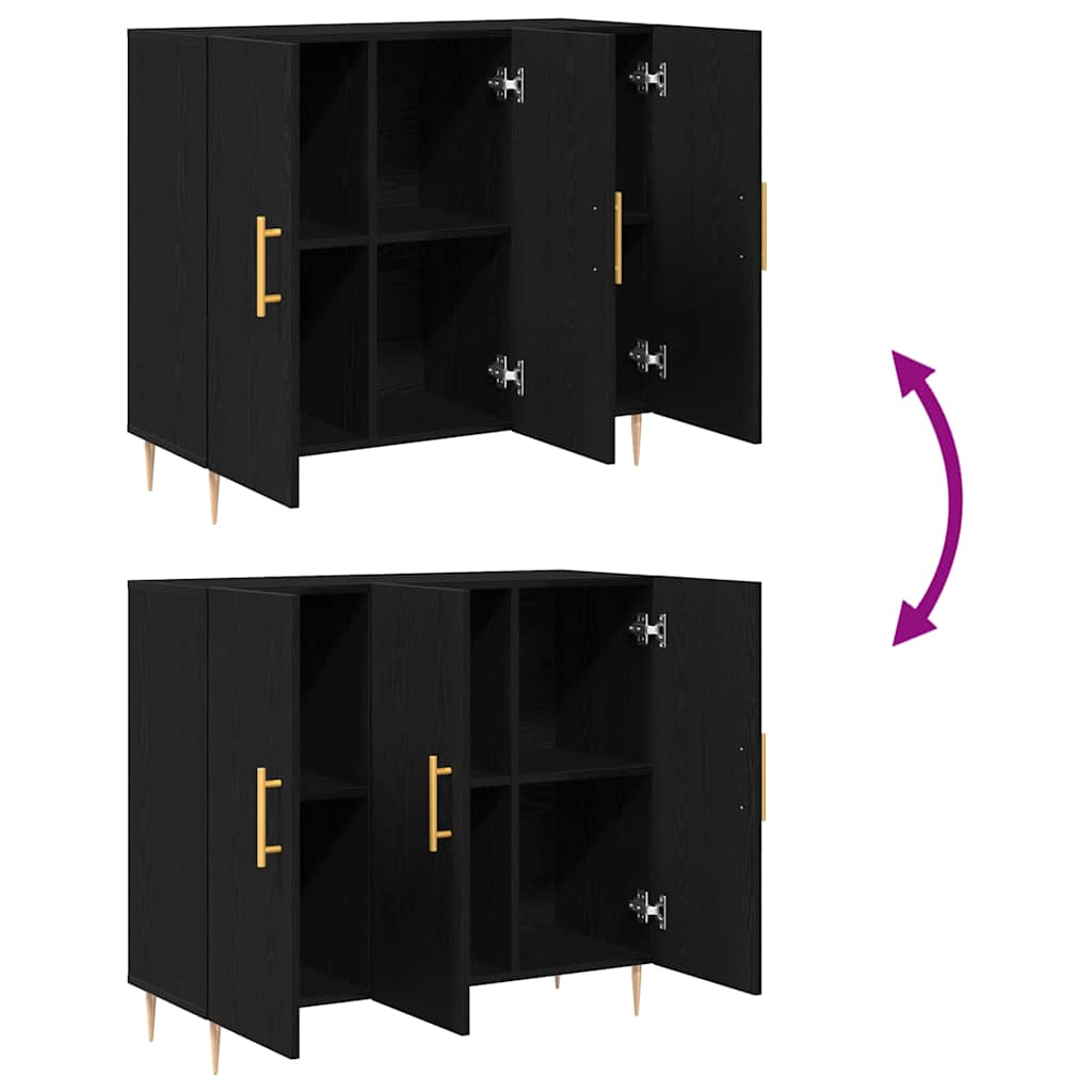 Buffet Chêne noir 90 x 34 x 80 cm Bois d'ingénierie - XIOS