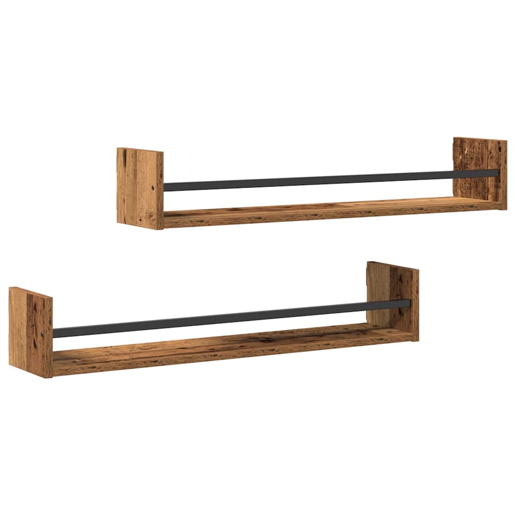 Étagère Murale avec étagère 2 pcs Bois ancien 80 x 16 x 14 cm - XIOS