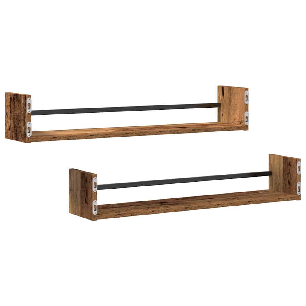 Étagère Murale avec étagère 2 pcs Bois ancien 80 x 16 x 14 cm - XIOS