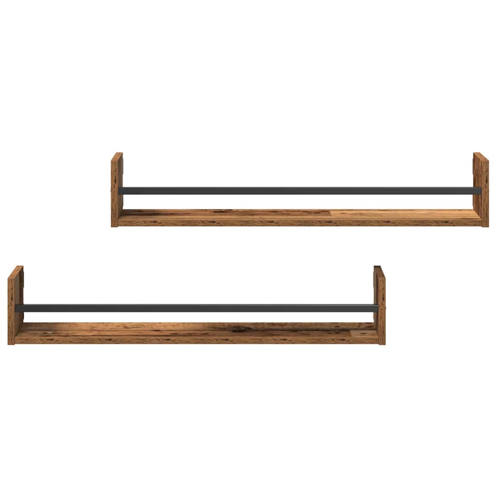 Étagère Murale avec étagère 2 pcs Bois ancien 80 x 16 x 14 cm - XIOS
