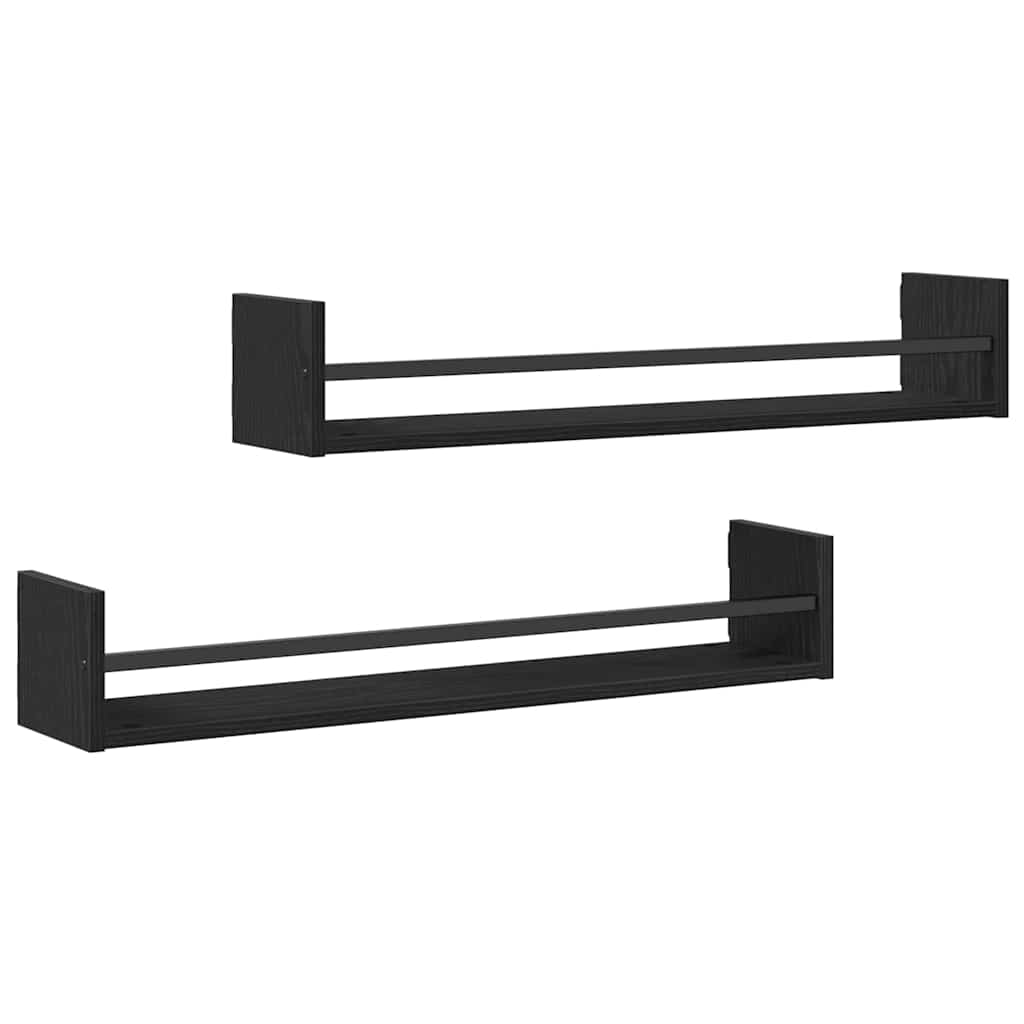 Étagère Murale avec étagère 2 pcs Chêne noir 80 x 16 x 14 cm - XIOS
