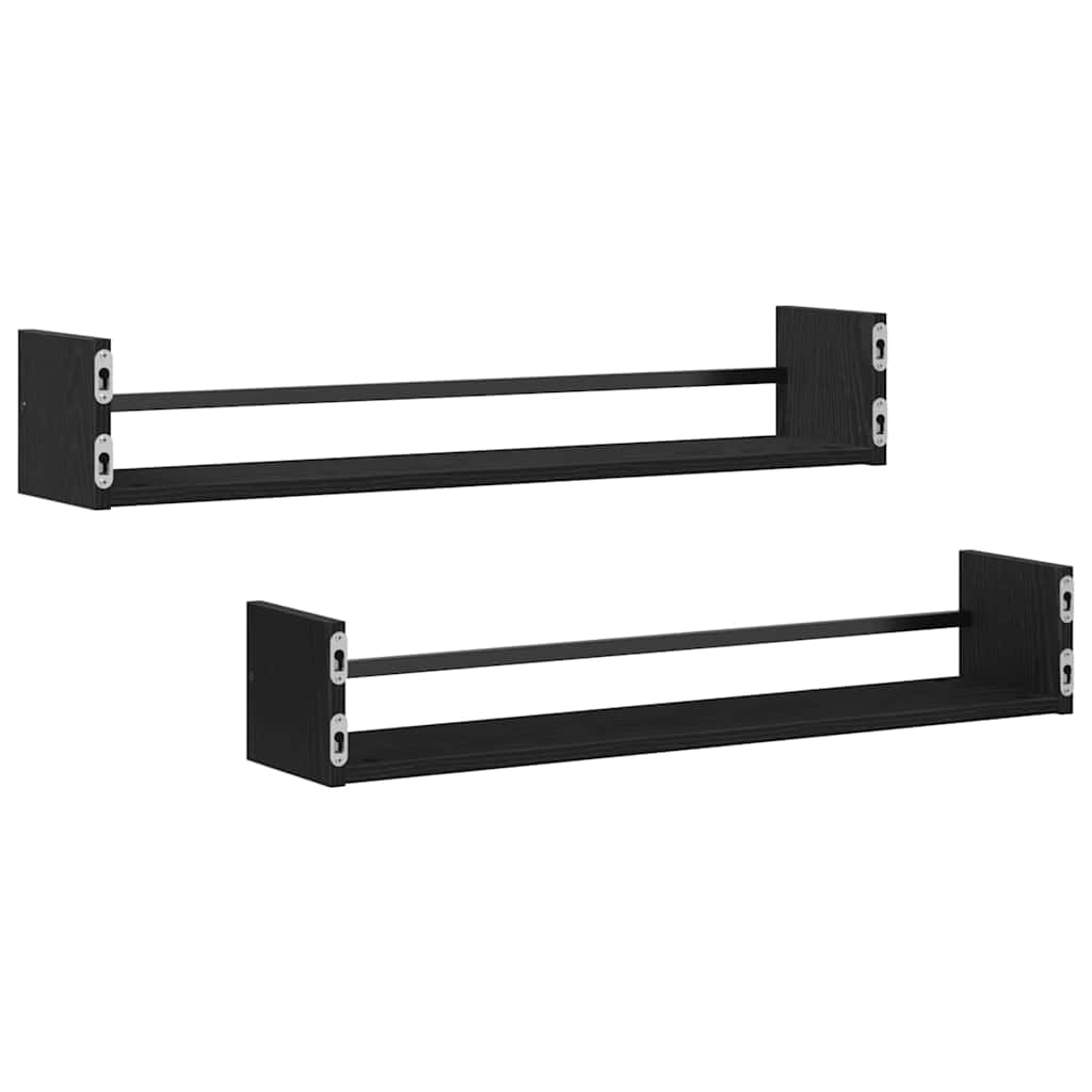 Étagère Murale avec étagère 2 pcs Chêne noir 80 x 16 x 14 cm - XIOS