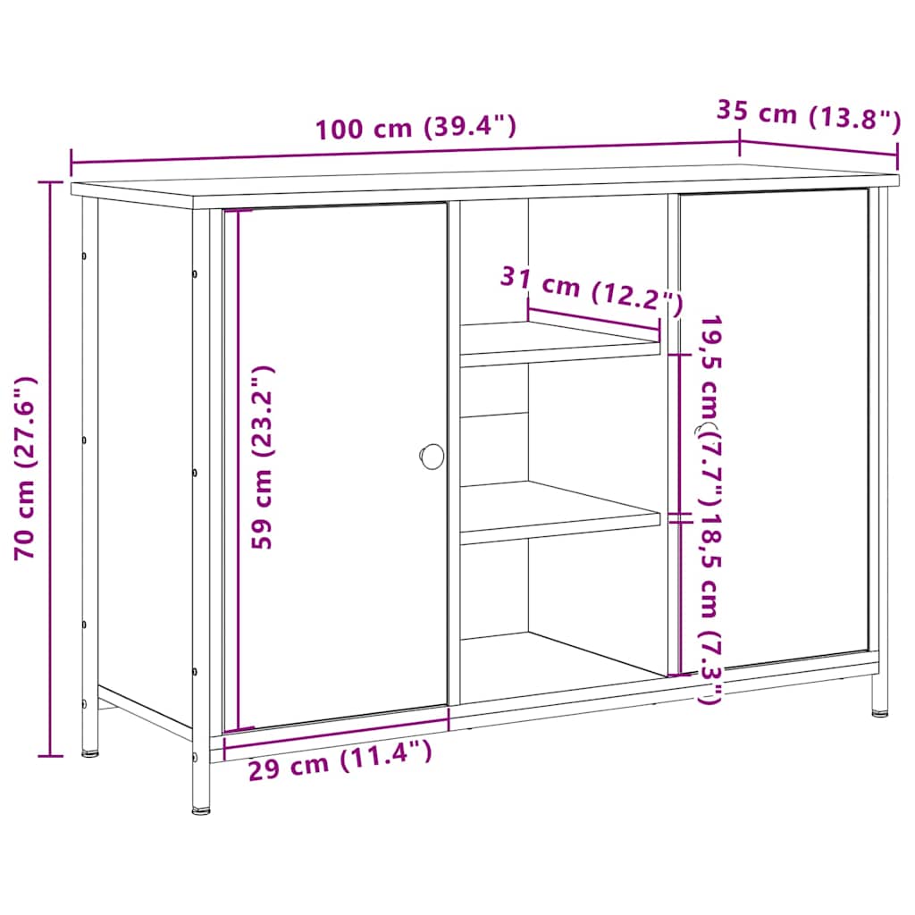 Buffet Bois ancien 100 x 35 x 70 cm Bois d'ingénierie - XIOS