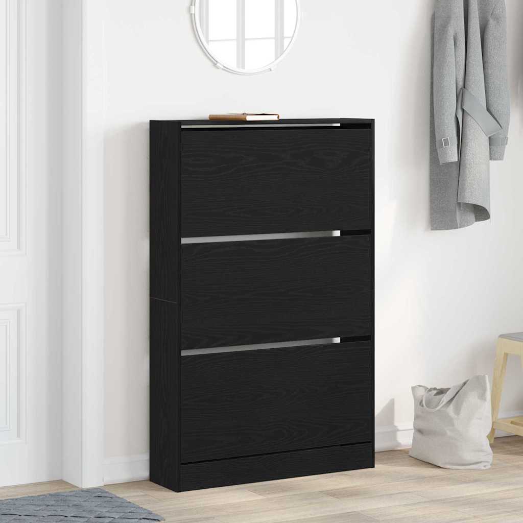 Armoire à chaussures avec porte Chêne noir 80 x 21 x 125.5 cm - XIOS