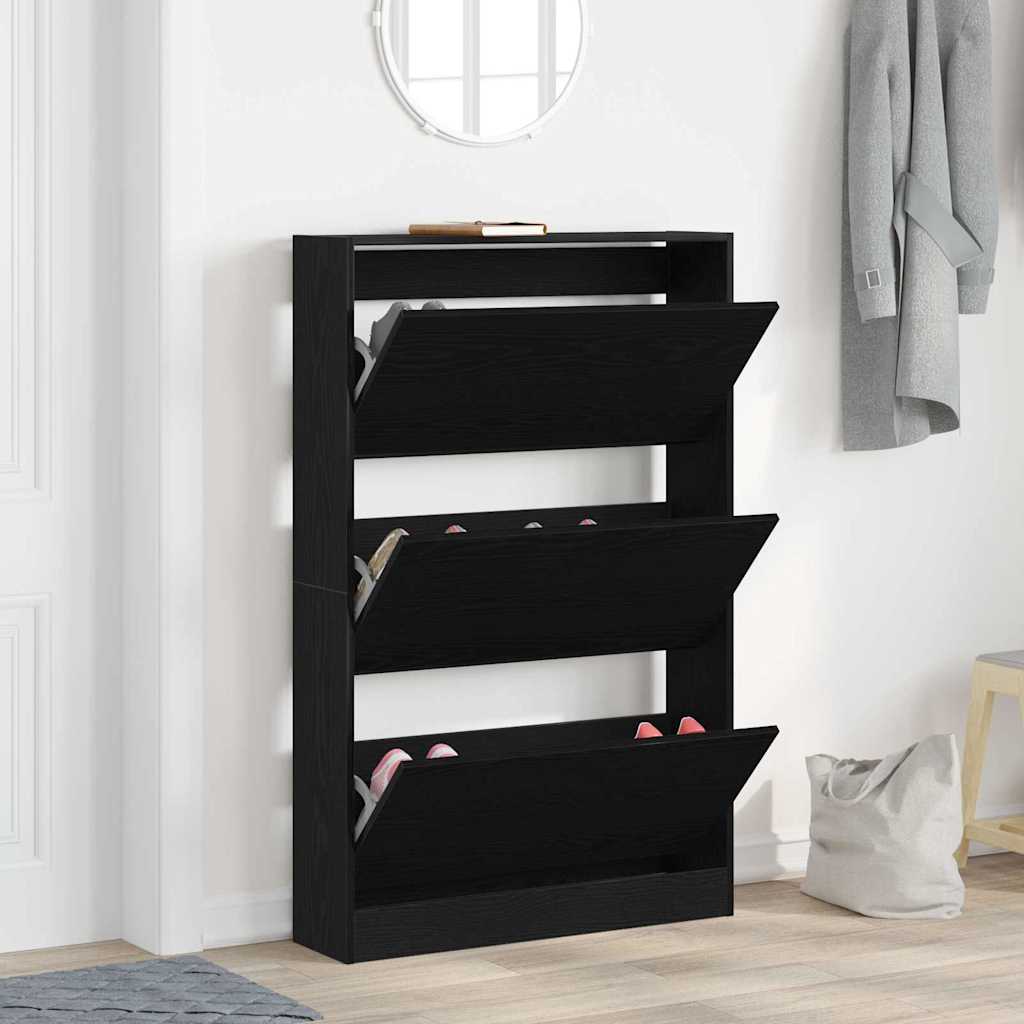 Armoire à chaussures avec porte Chêne noir 80 x 21 x 125.5 cm - XIOS