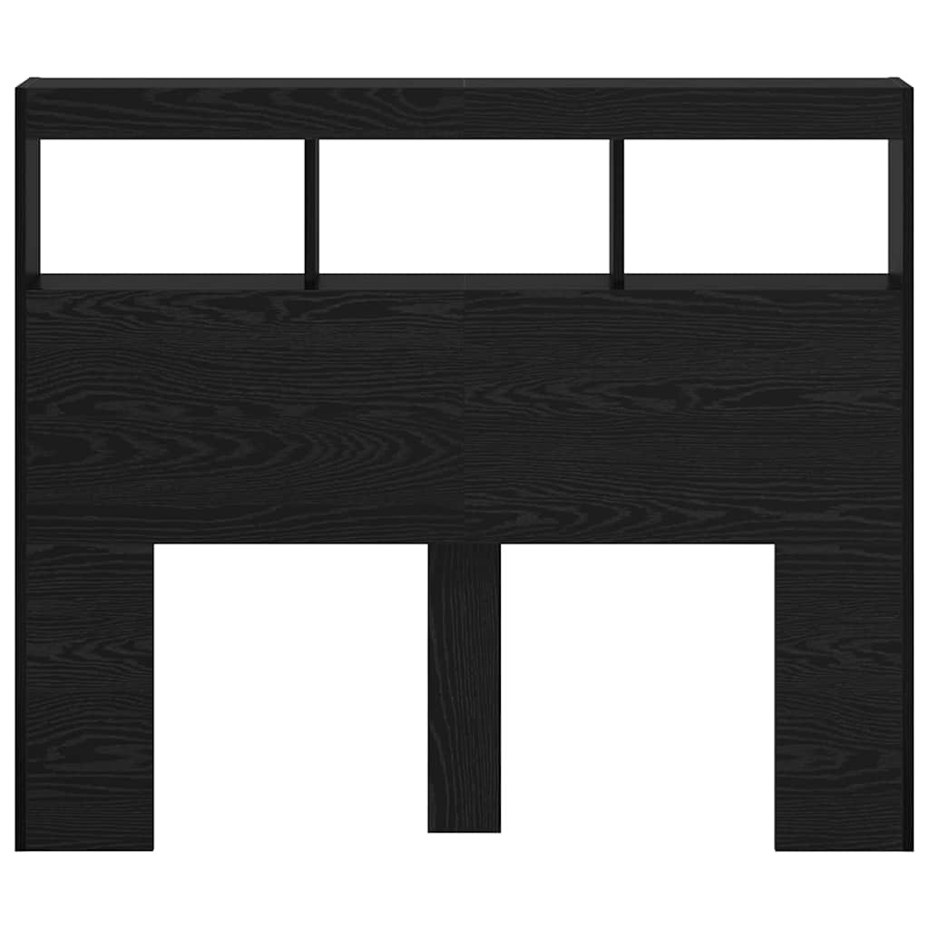 Cabinet de Tête de Lit avec LED Chêne noir 122 x 17 x 102 cm - XIOS