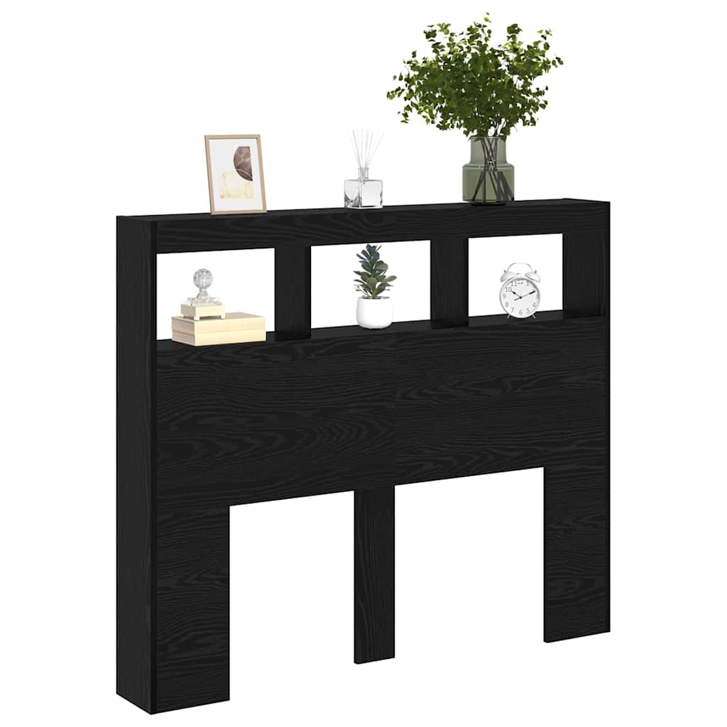 Cabinet de Tête de Lit avec LED Chêne noir 122 x 17 x 102 cm - XIOS