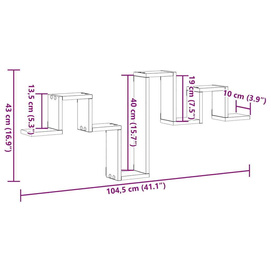Étagère Murale Montage mural Bois ancien 104,5 x 43 x 10 cm - XIOS