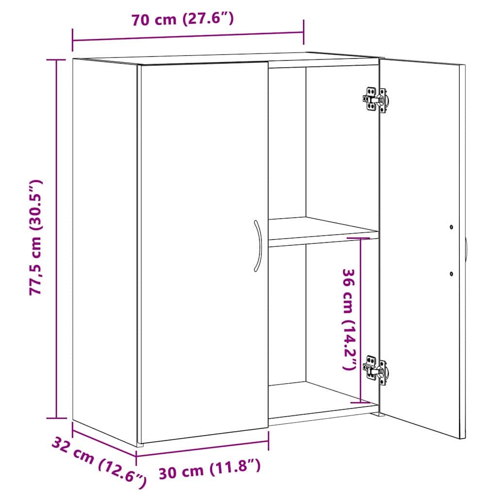 Cabinet de Bureau avec étagère chêne artisanal 60 x 32 x 77.5 - XIOS