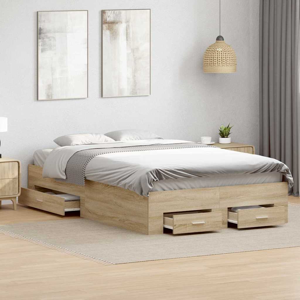 Cadre de lit avec tiroir Marron 120 x 190 cm Bois d'ingénierie - XIOS