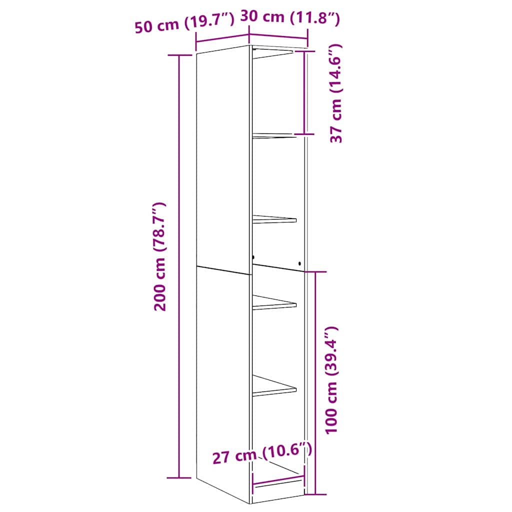Armoire Chêne noir 30 x 50 x 200 cm Bois d'ingénierie - XIOS
