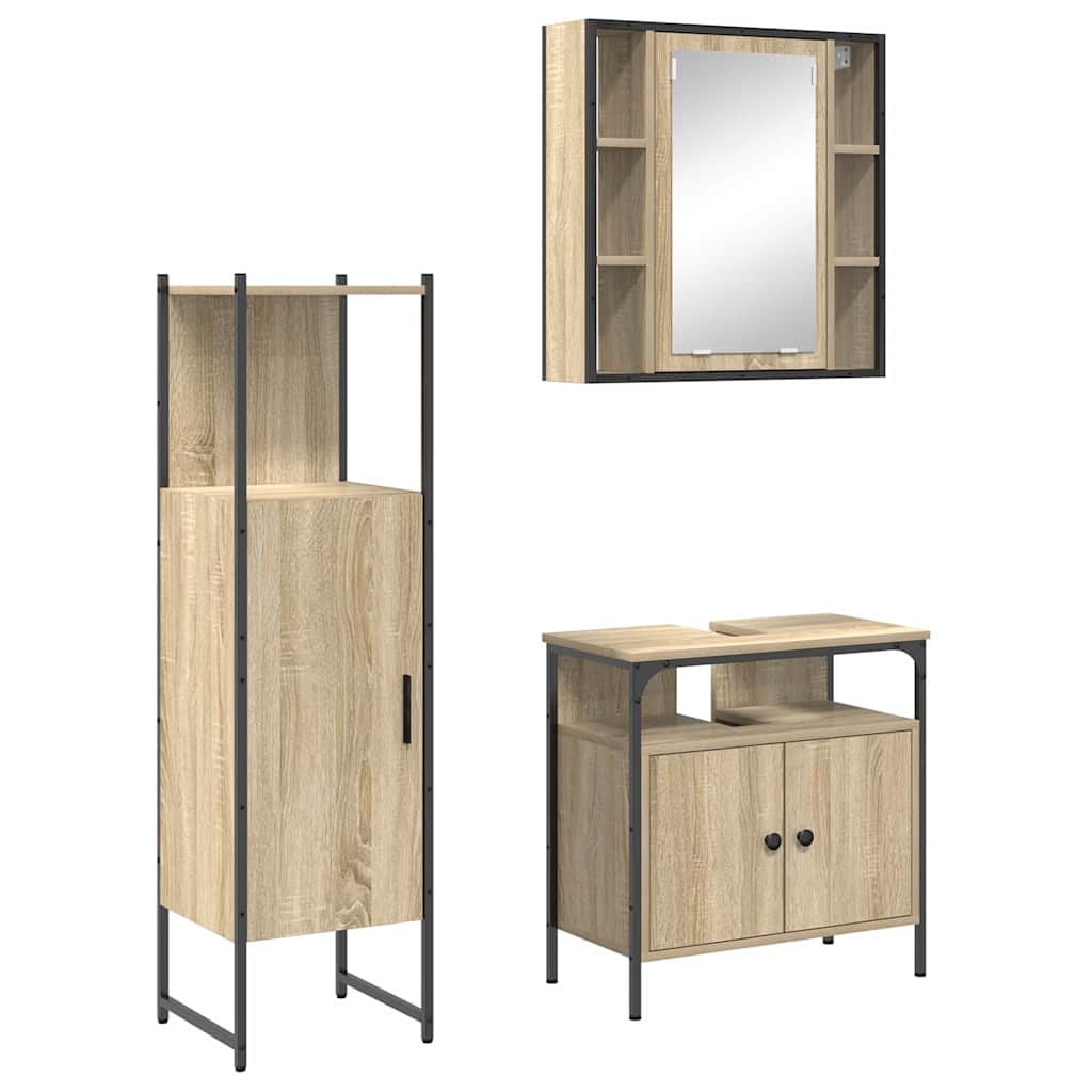 Ensemble de mobilier de salle de bain 3 pièces Marron