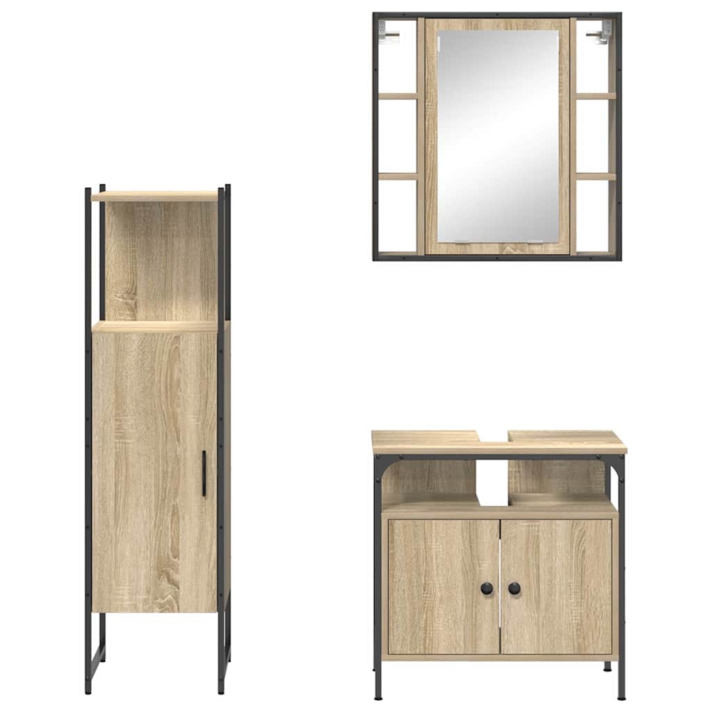 Ensemble de mobilier de salle de bain 3 pièces Marron
