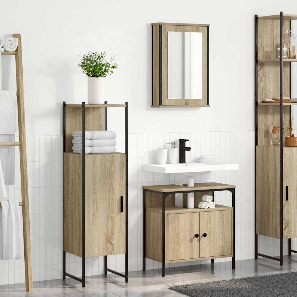 Ensemble de mobilier de salle de bain 3 pièces Marron