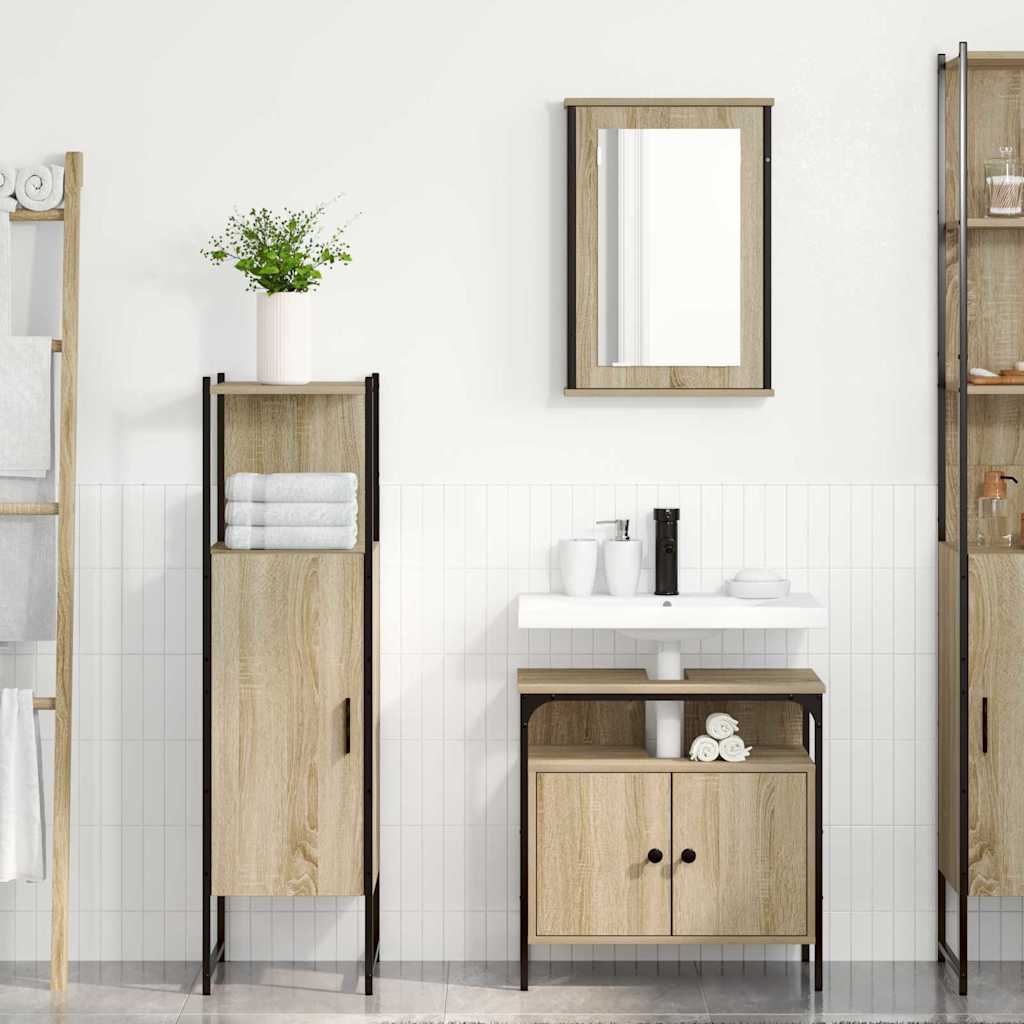Ensemble de mobilier de salle de bain 3 pièces Marron