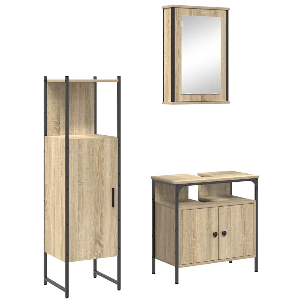 Ensemble de mobilier de salle de bain 3 pièces Marron