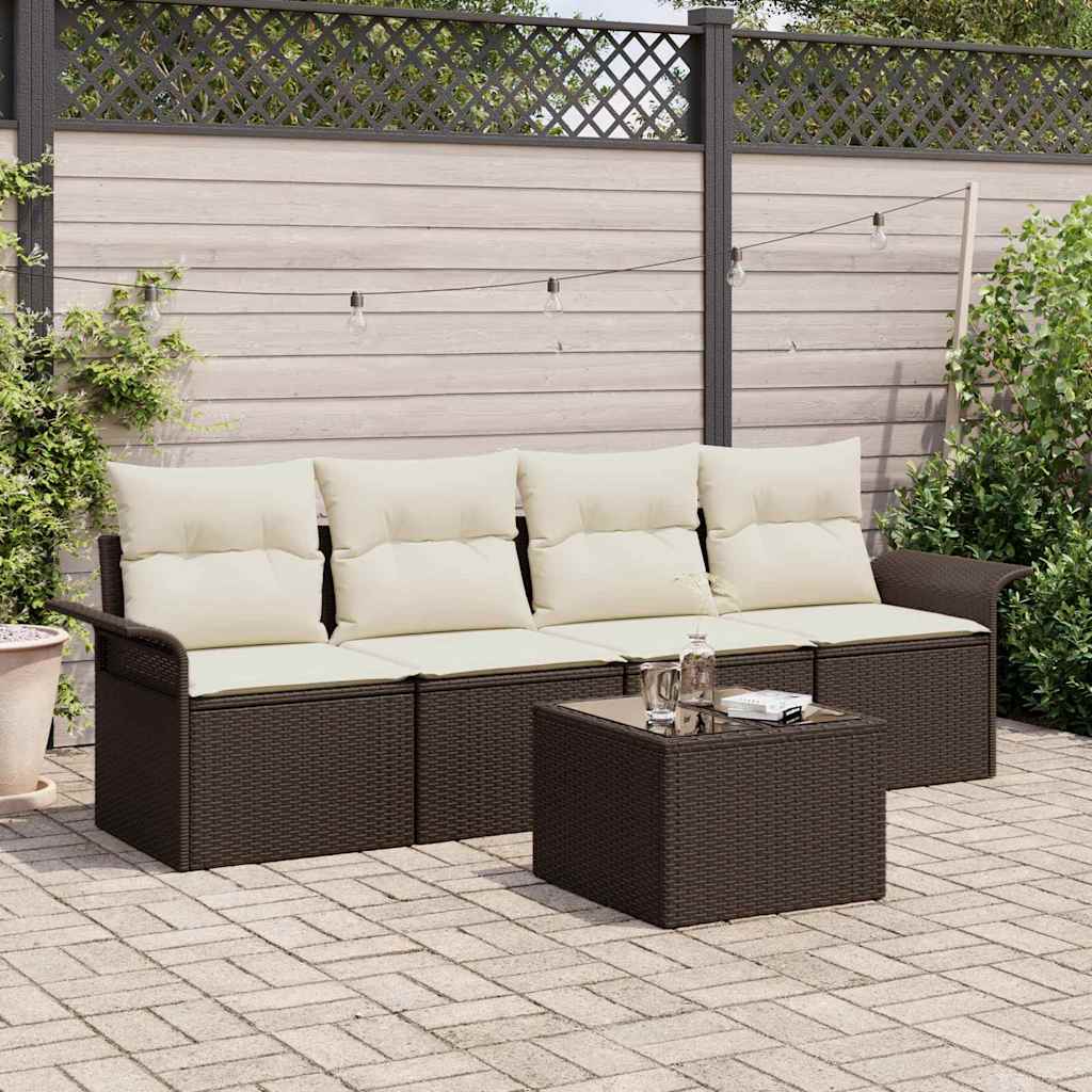 Ensemble de Canapés 5 pc Marron polyrotin