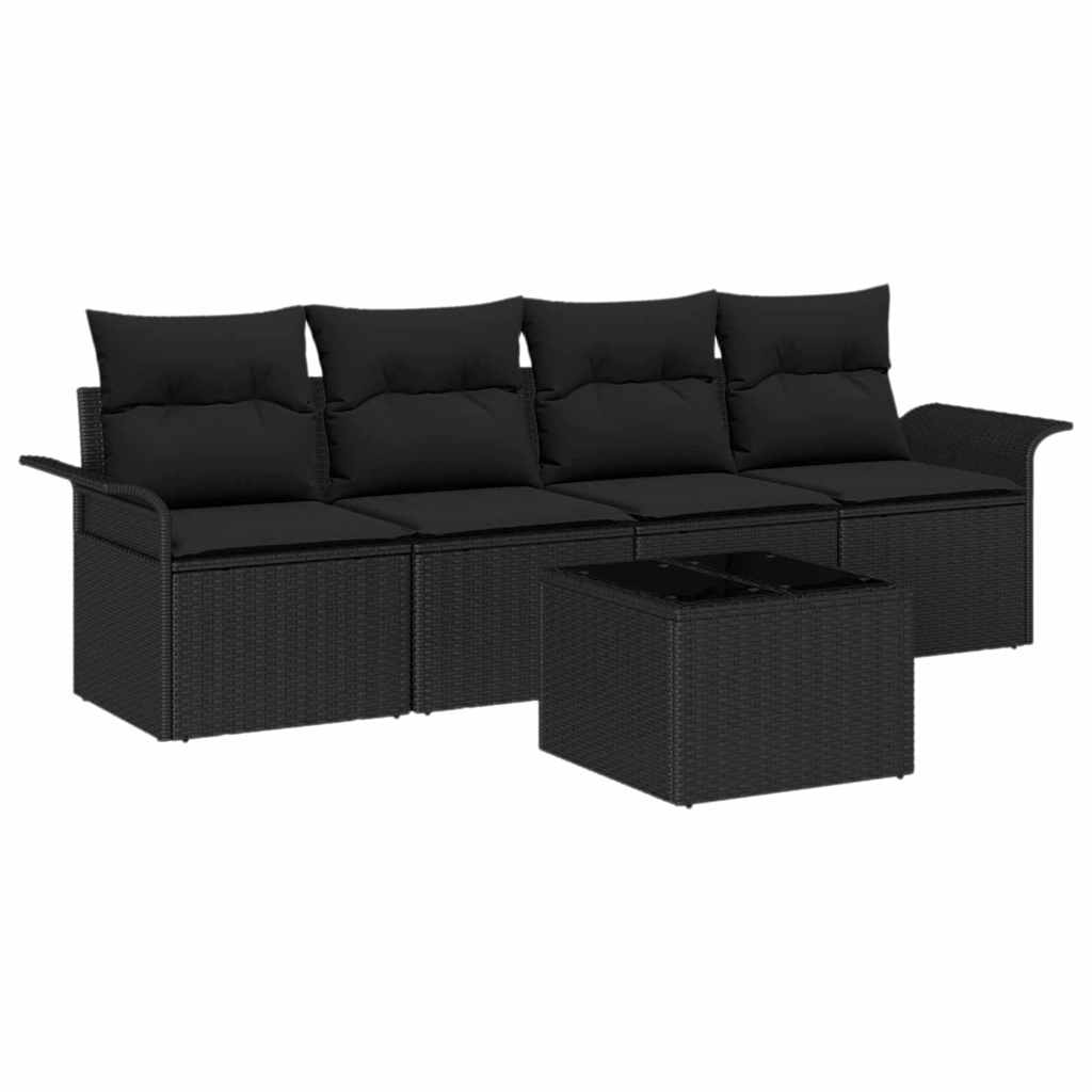 Ensemble de Canapés 5 pc Noir polyrotin