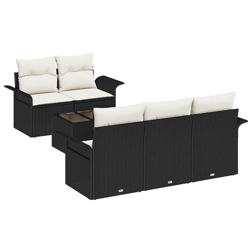 Ensemble de Canapés avec coussin 6 pcs Noir polyrotin