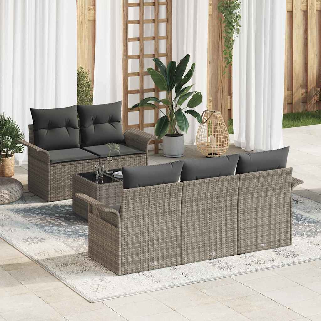 Ensemble de Canapés 6 pc Gris polyrotin