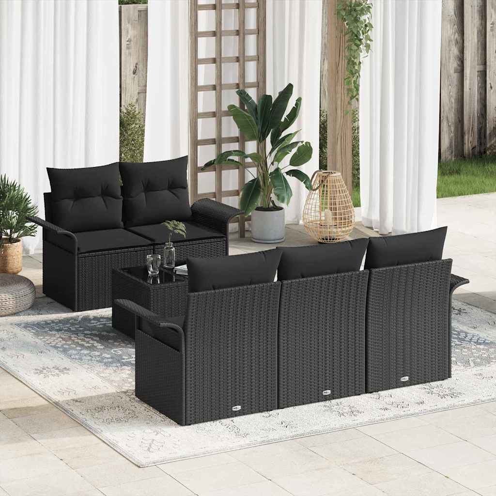 Ensemble de Canapés 6 pc Noir polyrotin