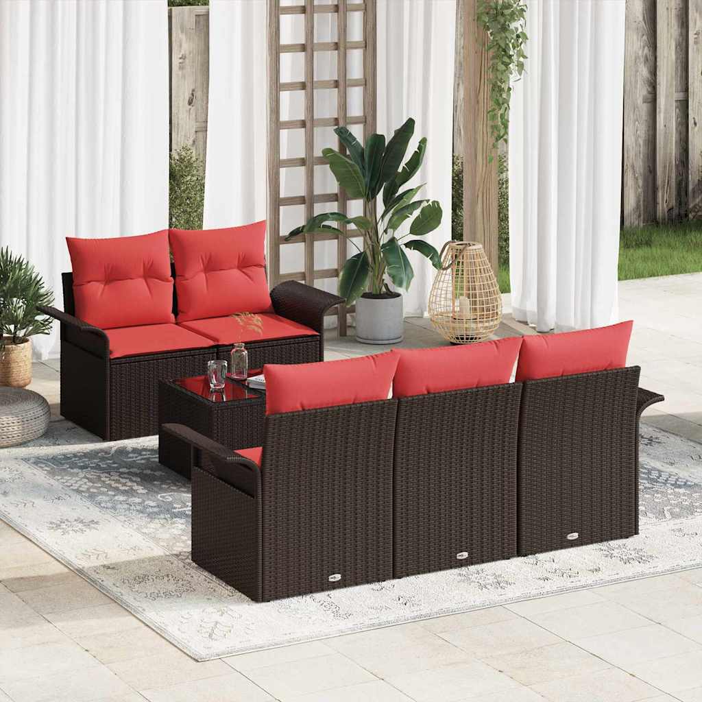 Ensemble de canapé de jardin 6 pc Marron polyrotin