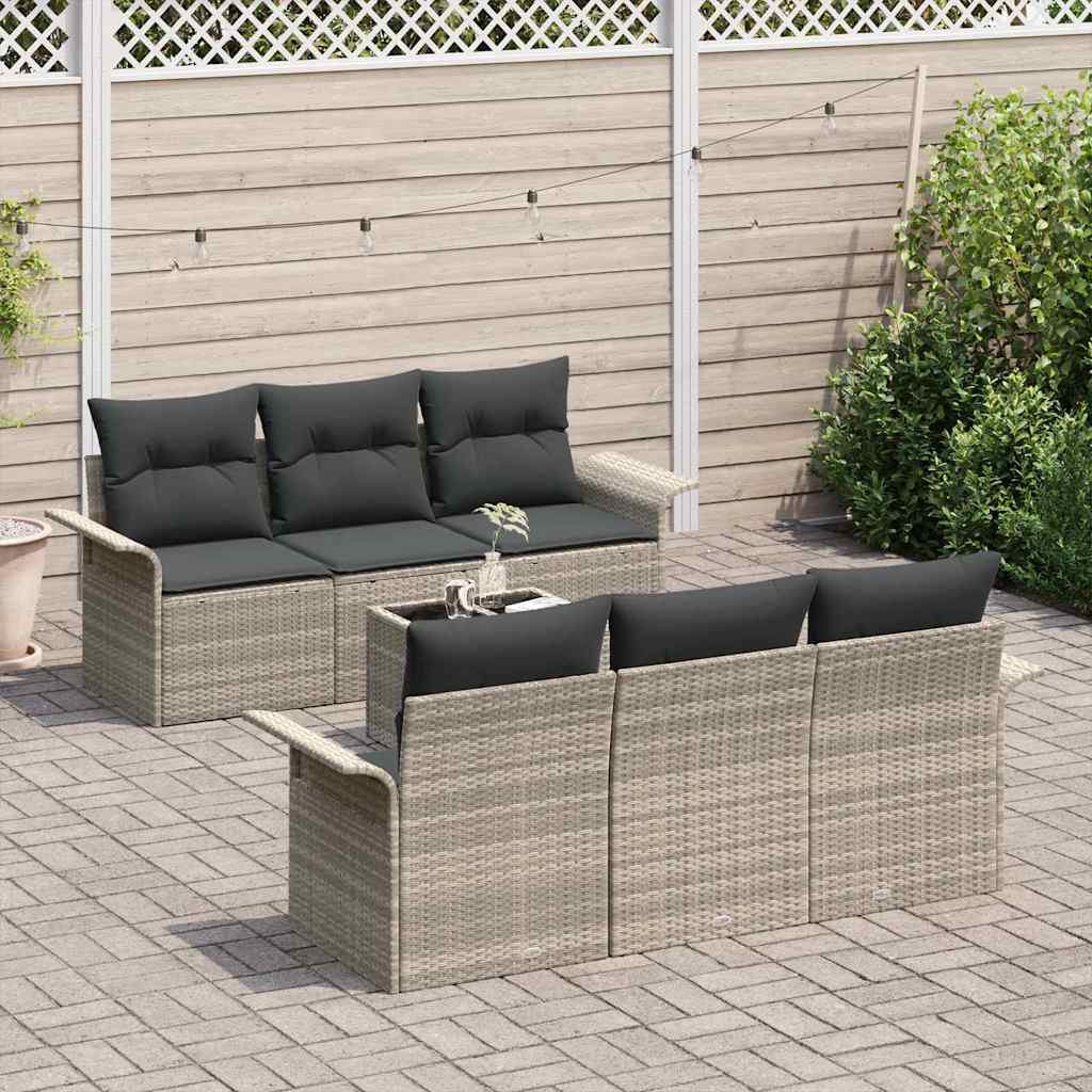 Ensemble de canapé de jardin 7 pcs Gris clair polyrotin