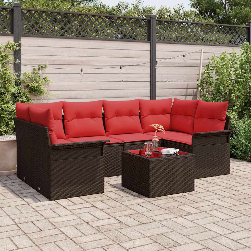 Ensemble de canapé de jardin 7 pc Marron polyrotin